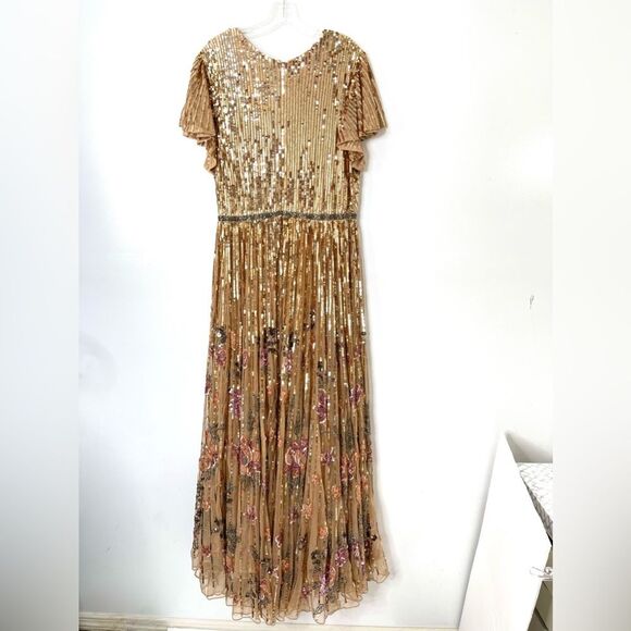 Mac Duggal 5637 Size 14 Sequin Flounce Sleeve Mother of the Bride Gown, Copper - Picture 3 of 11